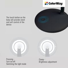 ColorWay LED stolná lampa ColorWay CW-DL02B-B so zabudovanou batériou, čierna