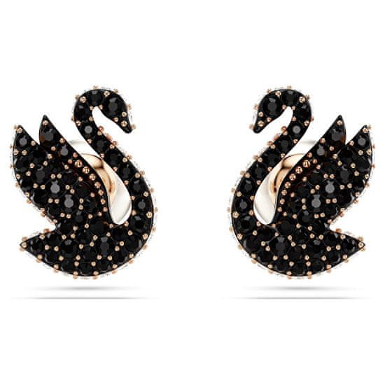 Swarovski Ikonické náušnice s čiernymi kryštálmi Swan 5684608