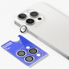 BLUEO Blueo Sapphire Crystal Ochrana objektívu fotoaparátu z nehrdzavejúcej ocele, strieborná - iPhone 15 Pro