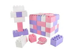 Wader Ružové stavebné bloky "XXL", 72 ks + spojovací diel pre bloky 