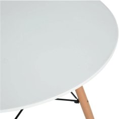 KONDELA Jedálenský stôl, biela matná/buk, priemer 120 cm, DEMIN