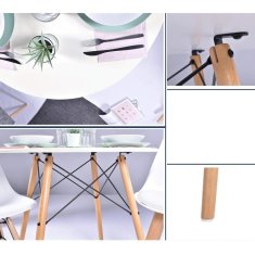 KONDELA Jedálenský stôl, biela matná/buk, priemer 120 cm, DEMIN