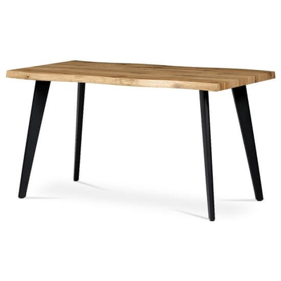 Autronic - Jedálenský stôl, 140x80x75 cm, MDF doska, 3D dekor divoký dub, kov, čierny lak - HT-840 OAK