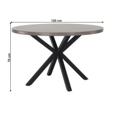 KONDELA Jedálenský stôl, betón/čierna, priemer 120 cm, MEDOR