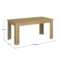 KONDELA Jedálenský rozkladací stôl, dub artisan, 160-210x80 cm, AIRON