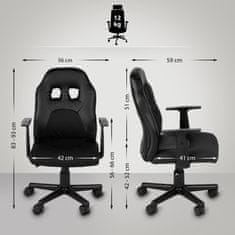 BHM Germany Detská kancelárska stolička Fun, syntetická koža, čierna / čierna