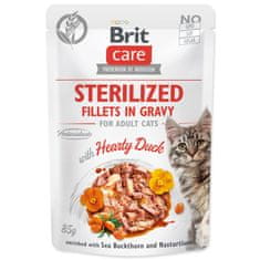 Brit Kapsička BRIT Care Cat Sterilized Fillets in Gravy with Hearty Duck 85 g