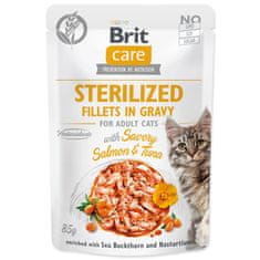 Brit Kapsička BRIT Care Cat Sterilized Fillets in Gravy with Savory Salmon & Tuna 85 g