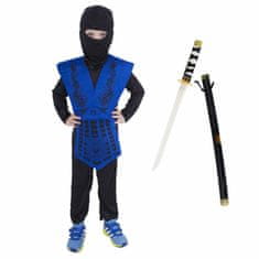 FunCo Detský kostým Ninja modrý s katanou 116-128 M