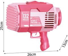 bHome Maxi pištoľ na bubliny - 132 bublín ružová