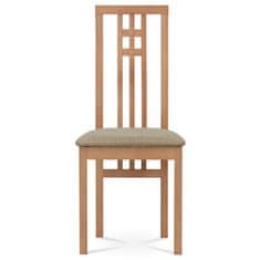 Autronic Drevená jedálenská stolička Jídelní židle, masiv buk, barva buk, látkový krémový potah (BC-2482 BUK3)