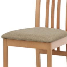 Autronic Drevená jedálenská stolička Jídelní židle, masiv buk, barva buk, látkový krémový potah (BC-2482 BUK3)