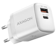 AXAGON nabíjačka do siete / ACU-PQ30W / 1x USB-C / 1x USB-A / PD3.0/QC4/PPS/AFC/Apple / 30W / biela