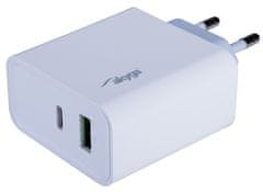 TRX Akyga AK-CH-14 USB nabíjačka 220V / 5-20V / 45W / USB-C + USB-A / PD 3.0 / QC 3.0 / AFC / FCP / Apple 2.4A / PPS / biela