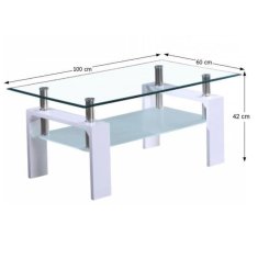 KONDELA Konferenčný stolík, biela extra vysoký lesk HG/sklo, LIBOR NEW