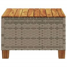 Vidaxl Záhradný stôl sivý 55x55x36 cm polyratan akáciové drevo