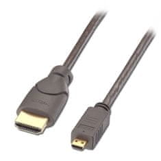Lindy Kábel HDMI/HDMI micro M/M 3m, Ultra High Speed+Eth, 4K@60Hz, HDMI 2.0, G pozl. kon., sivý, Premium