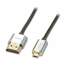 Lindy Kábel HDMI/HDMI micro M/M 3m, Ultra High Speed+Eth, 4K@60Hz, HDMI 2.0, G, sivý, Slim, Cromo