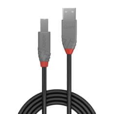 Lindy Kábel USB 2.0 A-B M/M 2m, High Speed, Anthra Line, čierny