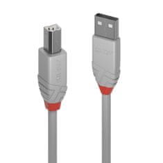 Lindy Kábel USB 2.0 A-B M/M 2m, High Speed, Anthra Line, sivý