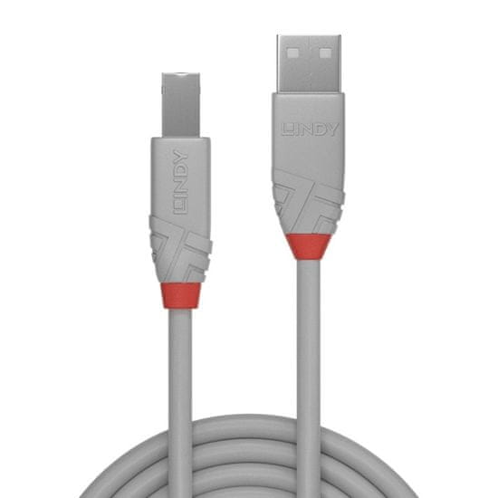 Lindy Kábel USB 2.0 A-B M/M 3m, High Speed, Anthra Line, sivý