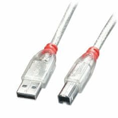 Lindy Kábel USB 2.0 A-B M/M 5m, High Speed, transparentný