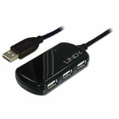 Lindy Kábel USB 2.0 A-A M/F 8m, High Speed, čierny, AKTÍVNY 4port Hub + 5V adaptér