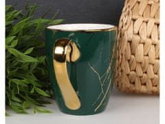 sarcia.eu Zeleno-zlatý hrnček so zlatým uchom, porcelánový hrnček 400 ml