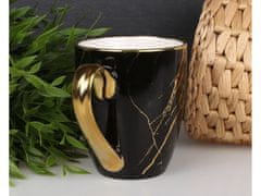 sarcia.eu Čierno-zlatý hrnček so zlatým uchom, porcelánový hrnček 400 ml 