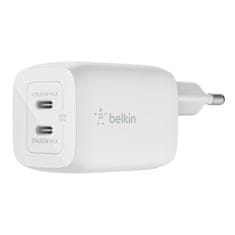 Belkin Duálna sieťová nabíjačka 65W BoostCharge Pro Dual USB-C GaN, Biela