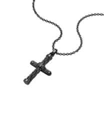 Police Nadčasový čierny náhrdelník s krížikom Crossed PEAGN0032403