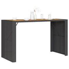 Vidaxl Záhradný stôl s akáciovou doskou čierny 185x80x110 cm polyratan