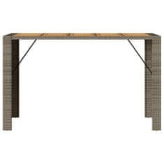 Vidaxl Záhradný stôl s akáciovou doskou sivý 185x80x110 cm, polyratan
