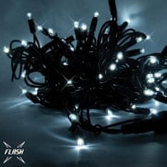 DecoLED DecoLED LED svetelná reťaz, 20m, ľadovo biela s FLASH efektom, 120 diód, čierny kábel SFNX120