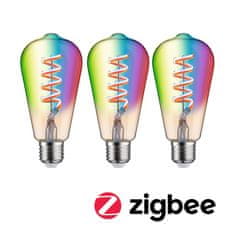 Paulmann PAULMANN Filament 230V Smart Home Zigbee 3.0 LED žiarovka ST64 E27 3x6,3W RGBW plus stmievateľné zlatá 29164