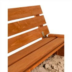 SAND TROPIC Drevené pieskovisko s lavičkami a príslušenstvom 120x120cm (impregnované)