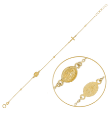MINET Zlatý náramok s krížikom a madonou Au 585/1000 1,20g