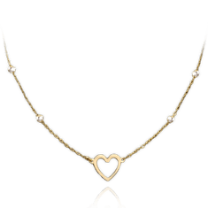 MINET Zlatý náhrdelník srdce a guličky v kombinácii bieleho a žltého zlata Au 585/1000 1,50g