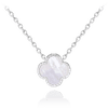 Strieborný náhrdelník ďatelina s bielou perleťou