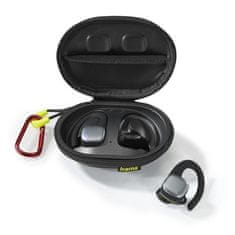 HAMA Sluchátka do uší Bluetooth Spirit Athletics s klipem, pecky, nabíjecí pouzdro - černá