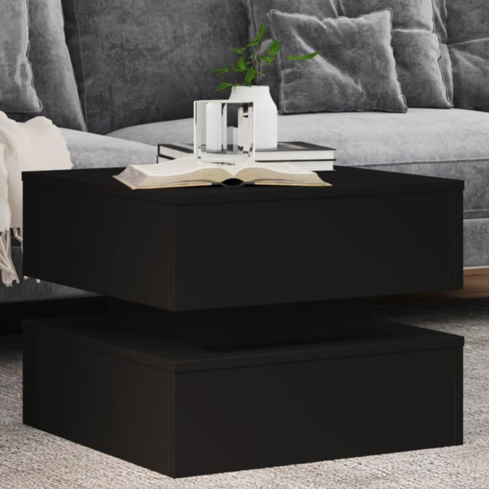 Petromila vidaXL Konferenčný stolík s LED svetlami čierny 50x50x40 cm