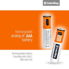 ColorWay Nabíjateľné batérie AAA cez Type-C 590 mAh 1.5V - 2ks (CW-UBAAA-09)