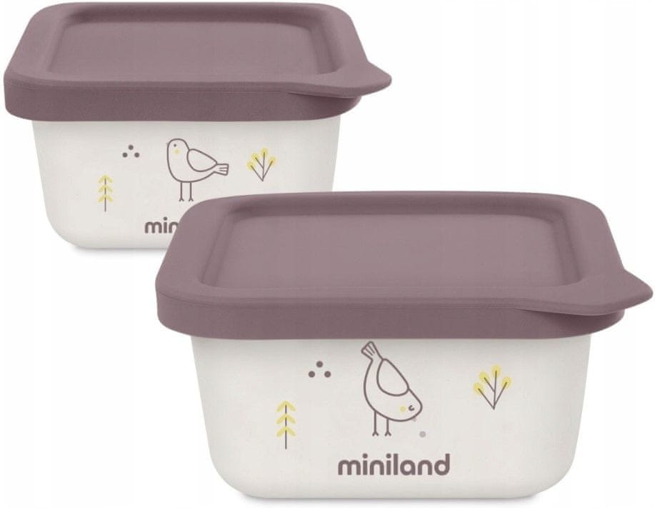 Miniland Baby Misky na jídlo hermetické Natur ptáček 2 ks