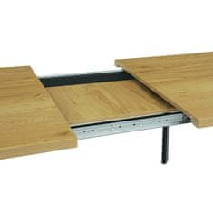 Autronic - Jedálenský stôl 140+40x85x75 cm, doska melamín, 3D dekor divoký dub, kovové nohy, čierny mat - HT-780 OAK