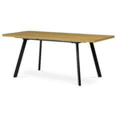 Autronic - Jedálenský stôl 140+40x85x75 cm, doska melamín, 3D dekor divoký dub, kovové nohy, čierny mat - HT-780 OAK