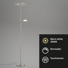 BRILONER BRILONER LED stojacie svietidlo s dotykovým vypínačom pr. 32 cm 3x7, 5W 750lm matný nikel BRILO 1326-022