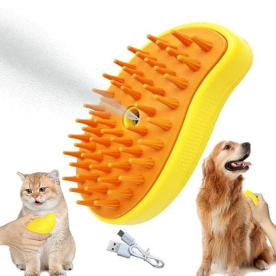 HARLEY® Kompaktný elektrický hrebeň pre domáce zvieratá s rozprašovačom na vodu (1x plastový hrebeň, 1x USB ) | PETSTEAM