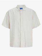 Jack&Jones Krémová pánska ľanová košeľa s krátkym rukávom Jack & Jones Faro S
