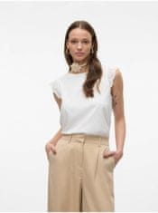 Vero Moda Biele dámske tričko s čipkou Vero Moda Emily XS