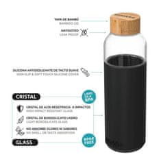 QUOKKA Flow sklenená fľaša 660 ml, čierna